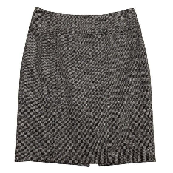 Banana Republic Skirt Womens 8 Pencil Gray Tweed Wool Blend Herringbone Back Zip - Picture 1 of 10